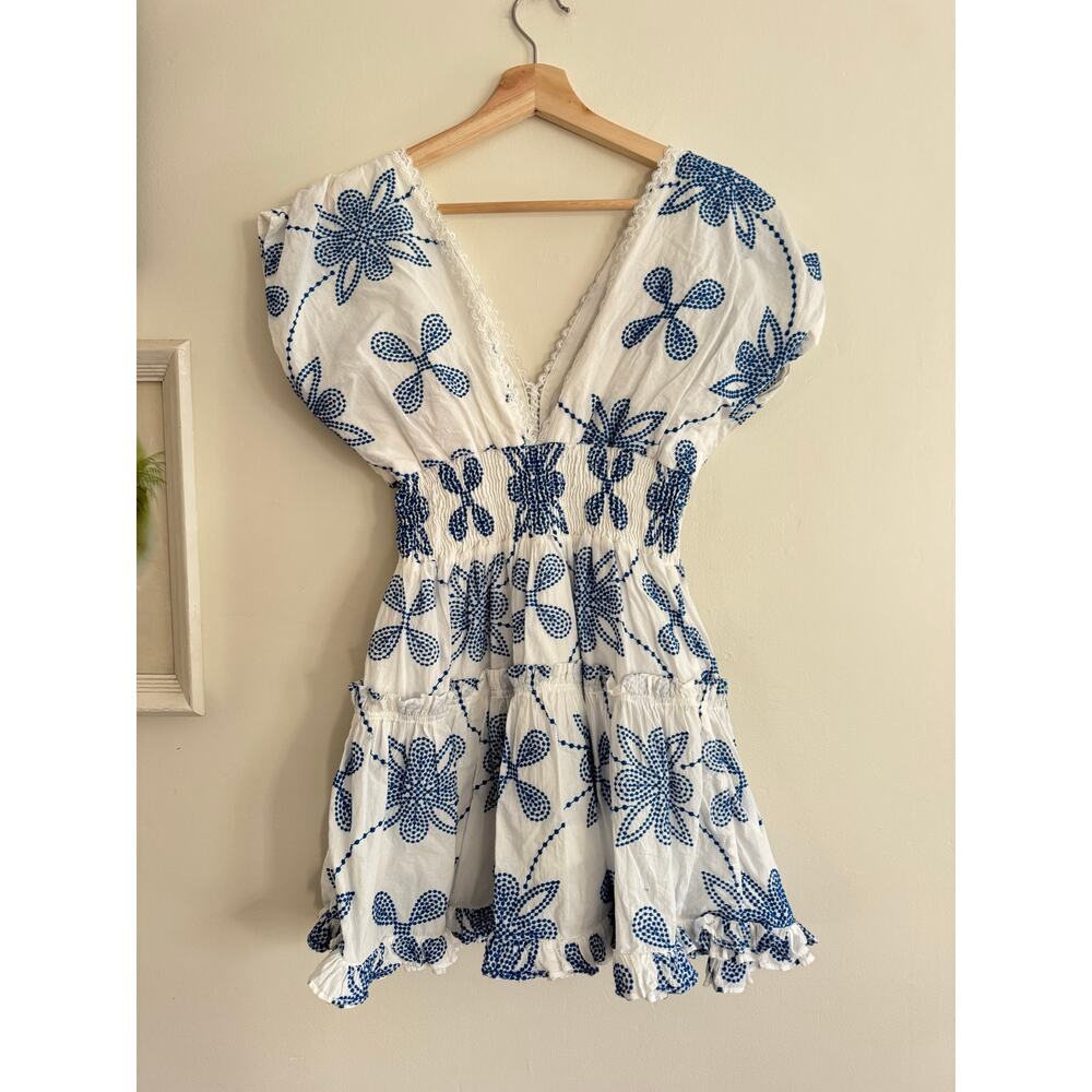 WAIMARI Giselle Mini Dress in White / Blue Size Small - Picture 8 of 9